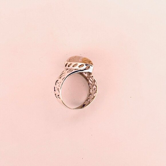 Brand New Sterling Silver 925 Marquise Cut Rutilated Quartz Ring, Size 6 - Picture 4 of 10